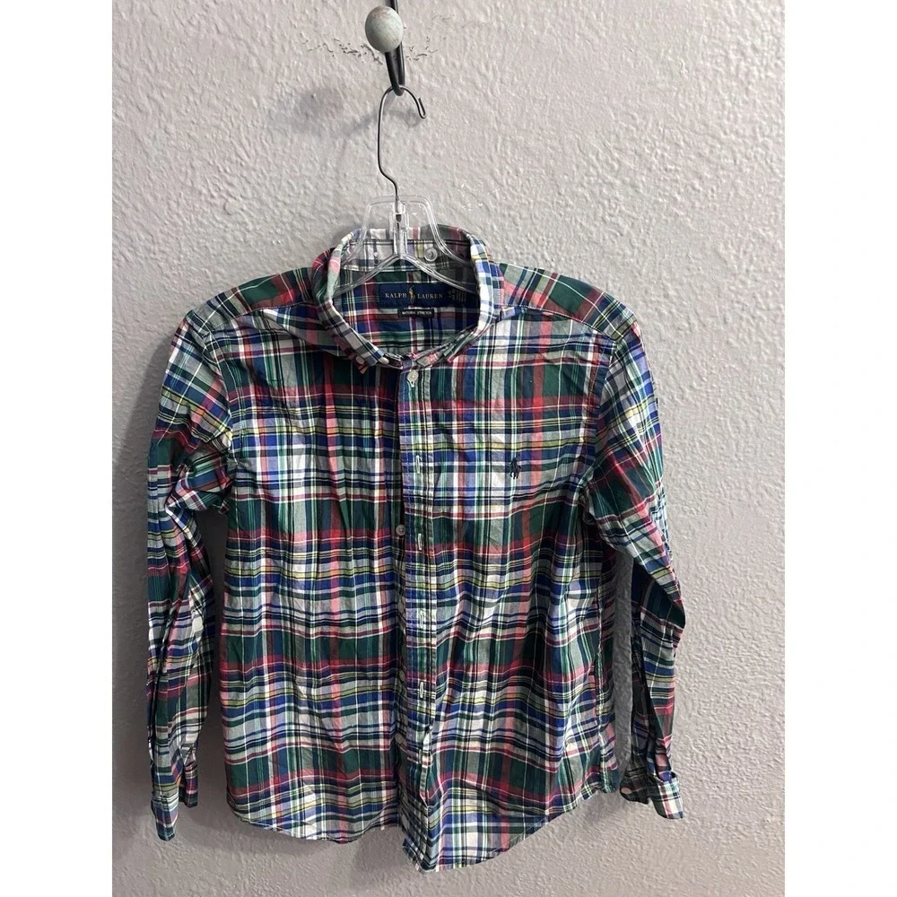 Boys‎ Ralph Lauren  Long Sleeve Button Down Plaid Shirt Size Large 14-16